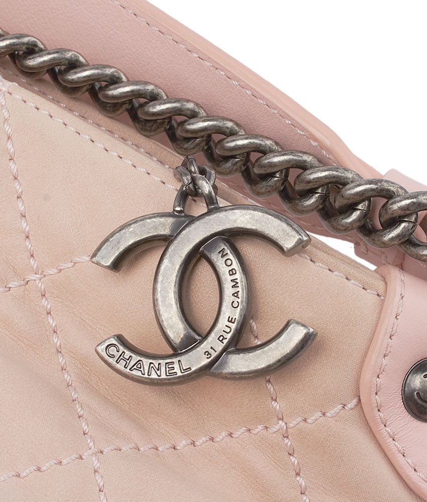 2012 Chanel Light Pink Quilted Leather Large Chain Crossbody Bag For Sale 5