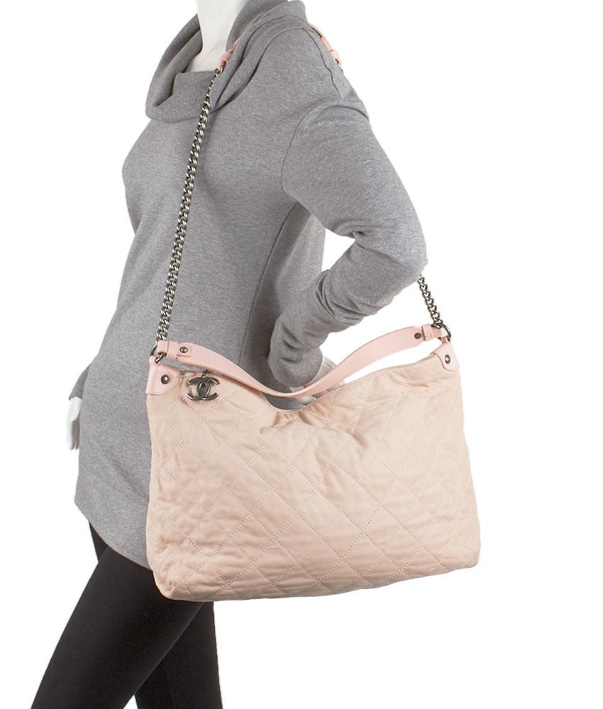 2012 Chanel Light Pink Quilted Leather Large Chain Crossbody Bag