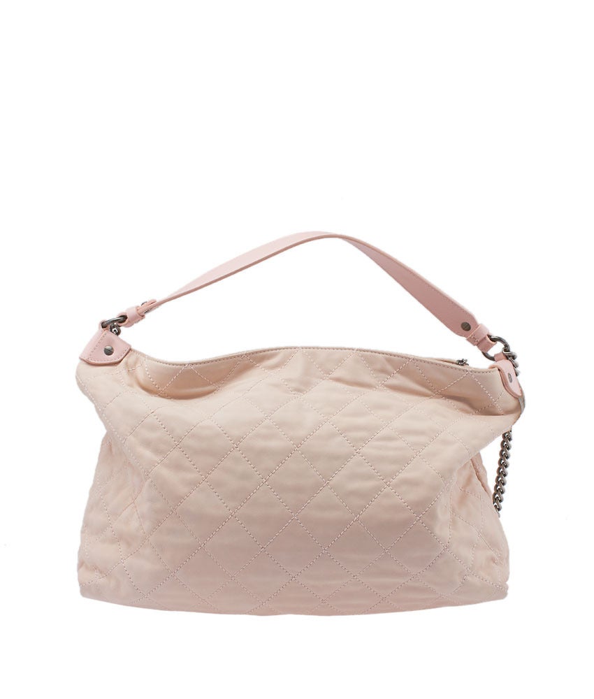 Women's 2012 Chanel Light Pink Quilted Leather Large Chain Crossbody Bag For Sale