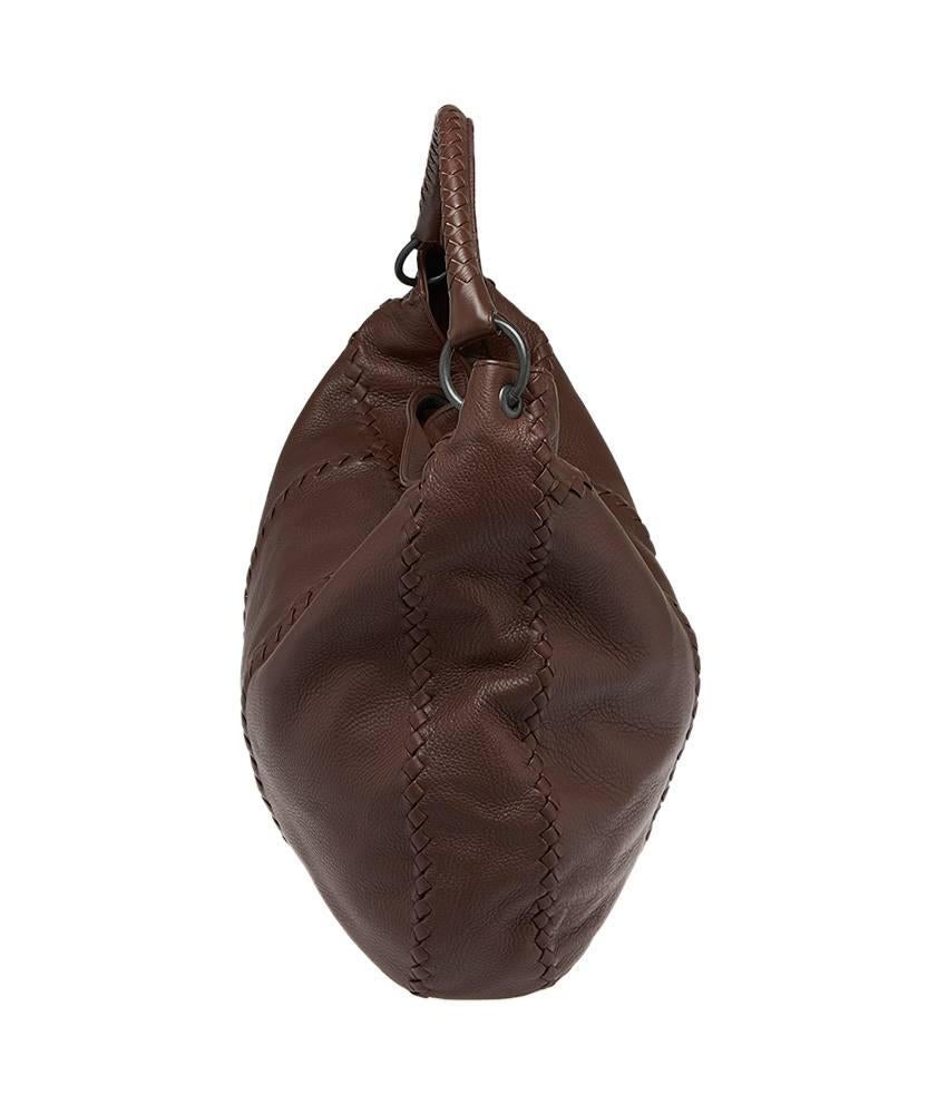 Bottega Veneta Large Brown Pebbled Leather Hobo In Excellent Condition For Sale In Bala Cynwyd, PA