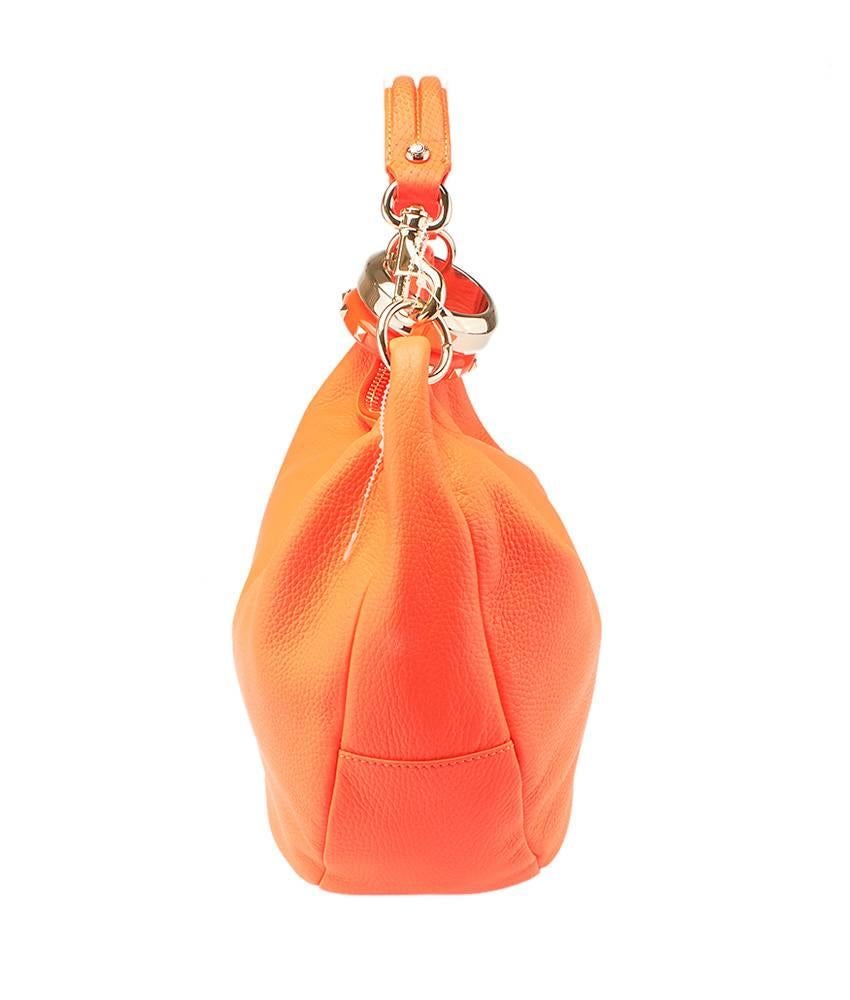 Jimmy Choo Solar Orange Leather Large Hobo In Excellent Condition For Sale In Bala Cynwyd, PA