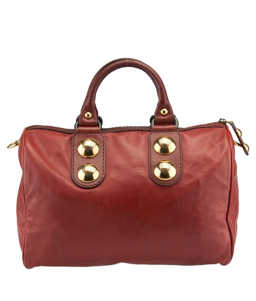 Women's 2000s Gucci Babouska Boston Red Leather Satchel For Sale