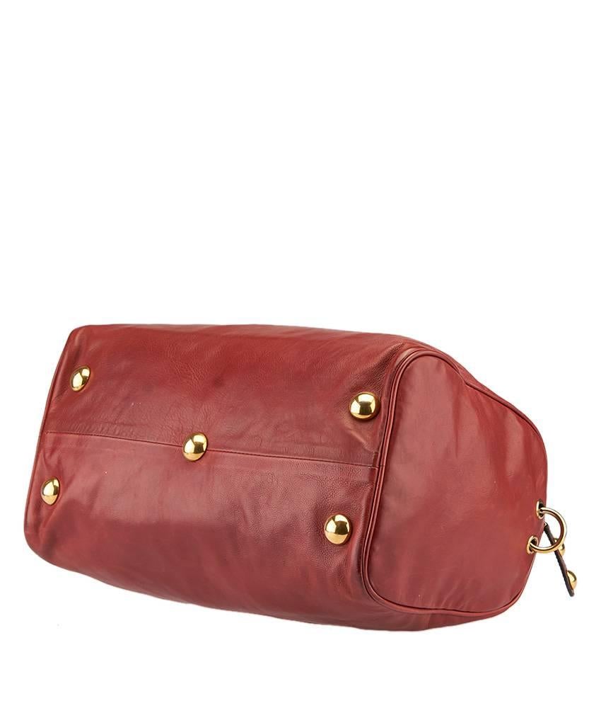 2000s Gucci Babouska Boston Red Leather Satchel For Sale 1