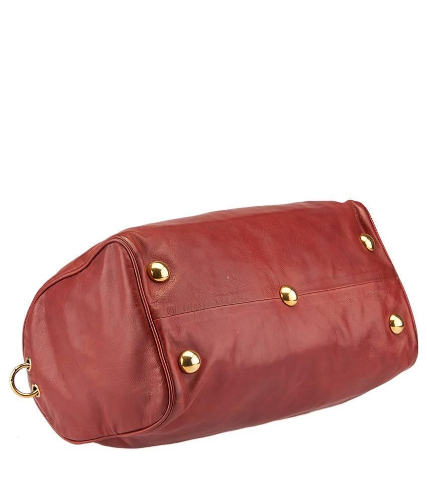 2000s Gucci Babouska Boston Red Leather Satchel For Sale 2