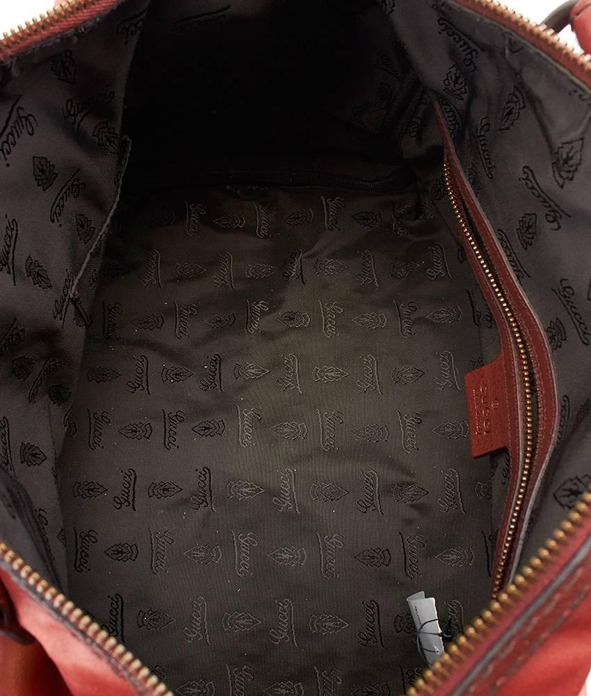 2000s Gucci Babouska Boston Red Leather Satchel For Sale 3
