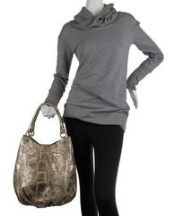 2000s Nancy Gonzalez Gold and Silver Metallic Python Molurus Shoulder Bag