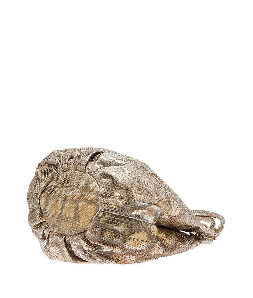 2000s Nancy Gonzalez Gold and Silver Metallic Python Molurus Shoulder Bag For Sale 3