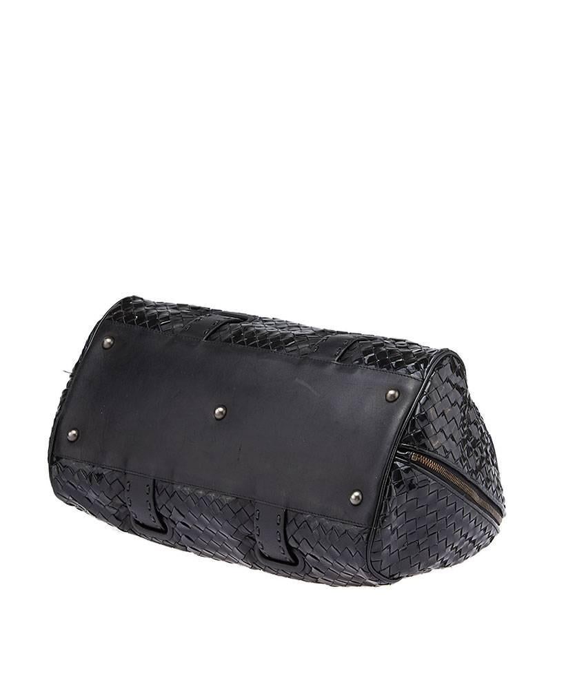 2000s Bottega Veneta Accordion Black Intrecciato Leather Satchel For Sale 3