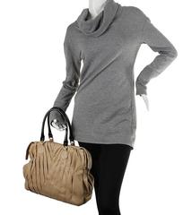 2000s Valentino Beige Leather & Black Patent Leather Tote