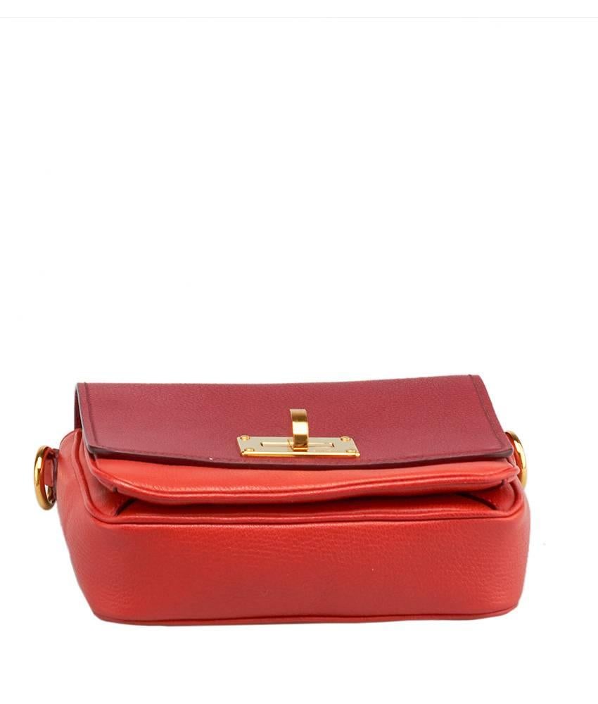 Miu Miu Orange & Red Leather Madras Bicolor Shoulder Bag For Sale 2