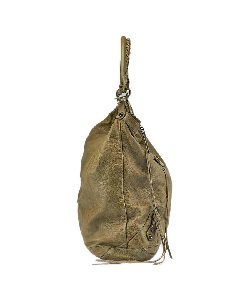 Balenciaga Green Leather Arena Classic Day Hobo In Good Condition For Sale In Bala Cynwyd, PA