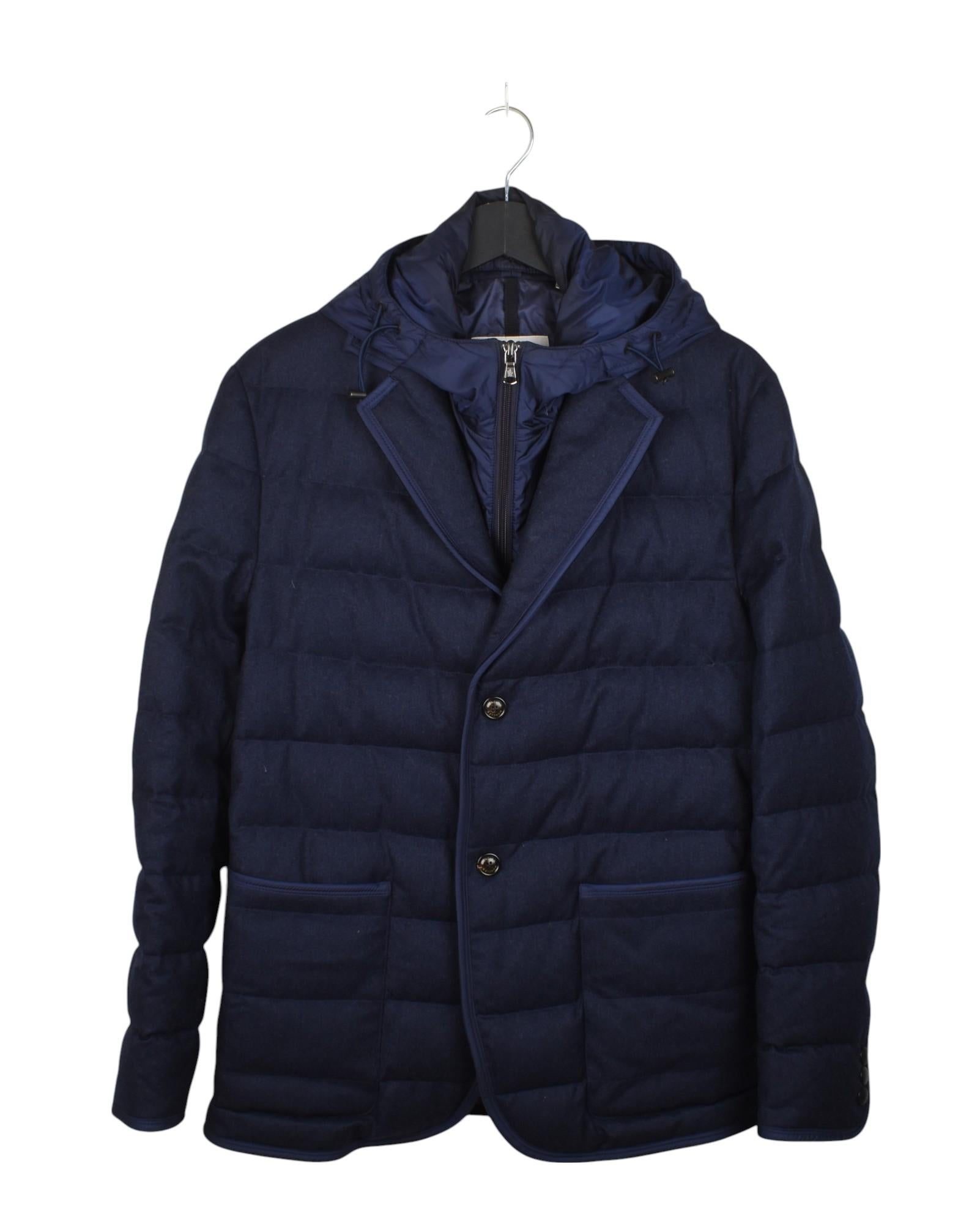 Moncler Uomo Giacca Martinville Trapuntata con Cappuccio in Piuma d'Oca, Misura 2/M, S1473 in vendita