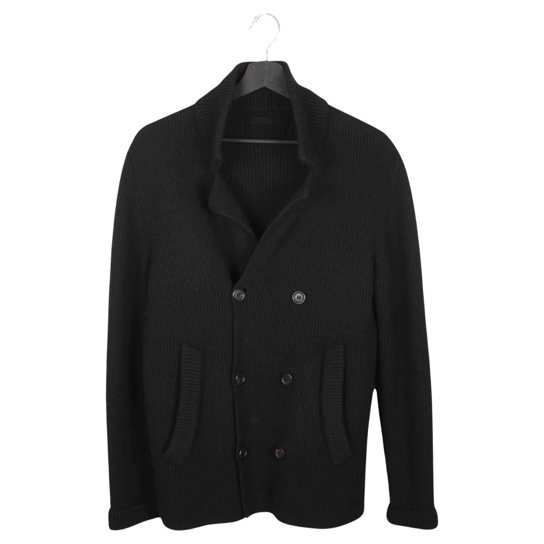 Prada Herren Jacke Strickjacke Schweres Leder Gepatcht Größe IT48/M im Angebot
