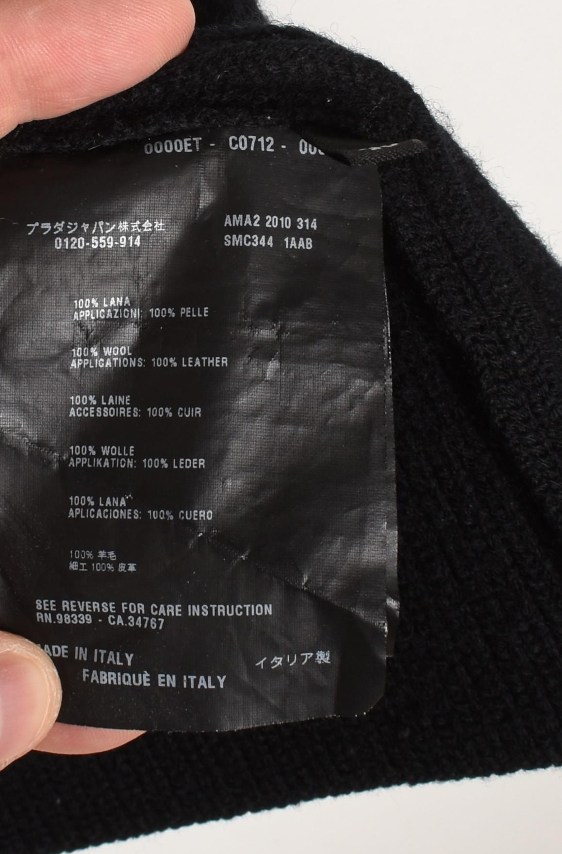 Prada Herren Jacke Strickjacke Schweres Leder Gepatcht Größe IT48/M im Angebot 3