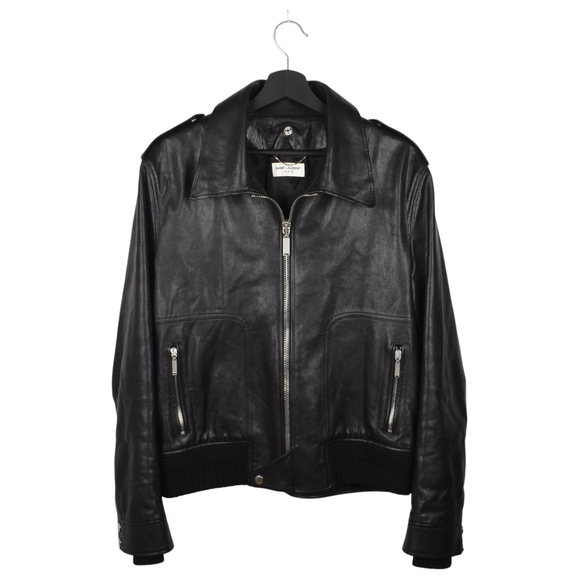 Saint Laurent Herren Lederjacke von Hedi Slimane Größe 52/L, S1476 im Angebot 3