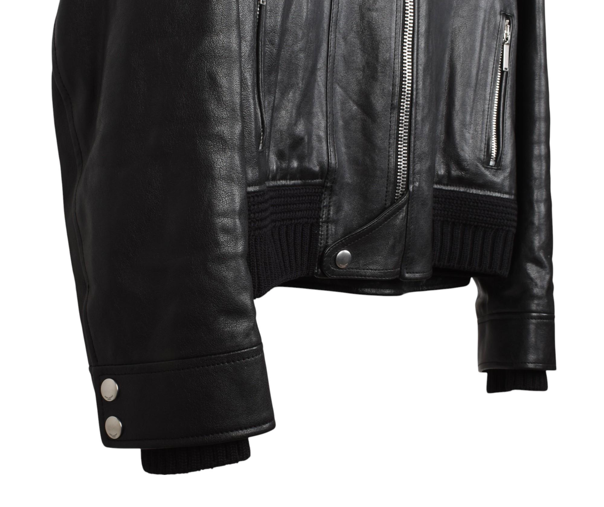 Saint Laurent Herren Lederjacke von Hedi Slimane Größe 52/L, S1476 (Schwarz) im Angebot
