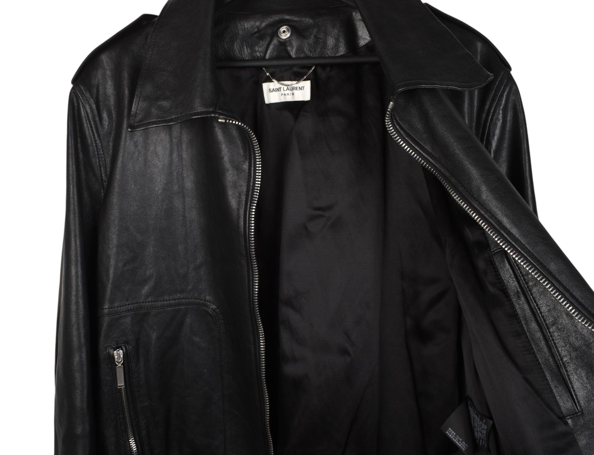 Saint Laurent Herren Lederjacke von Hedi Slimane Größe 52/L, S1476 im Angebot 4