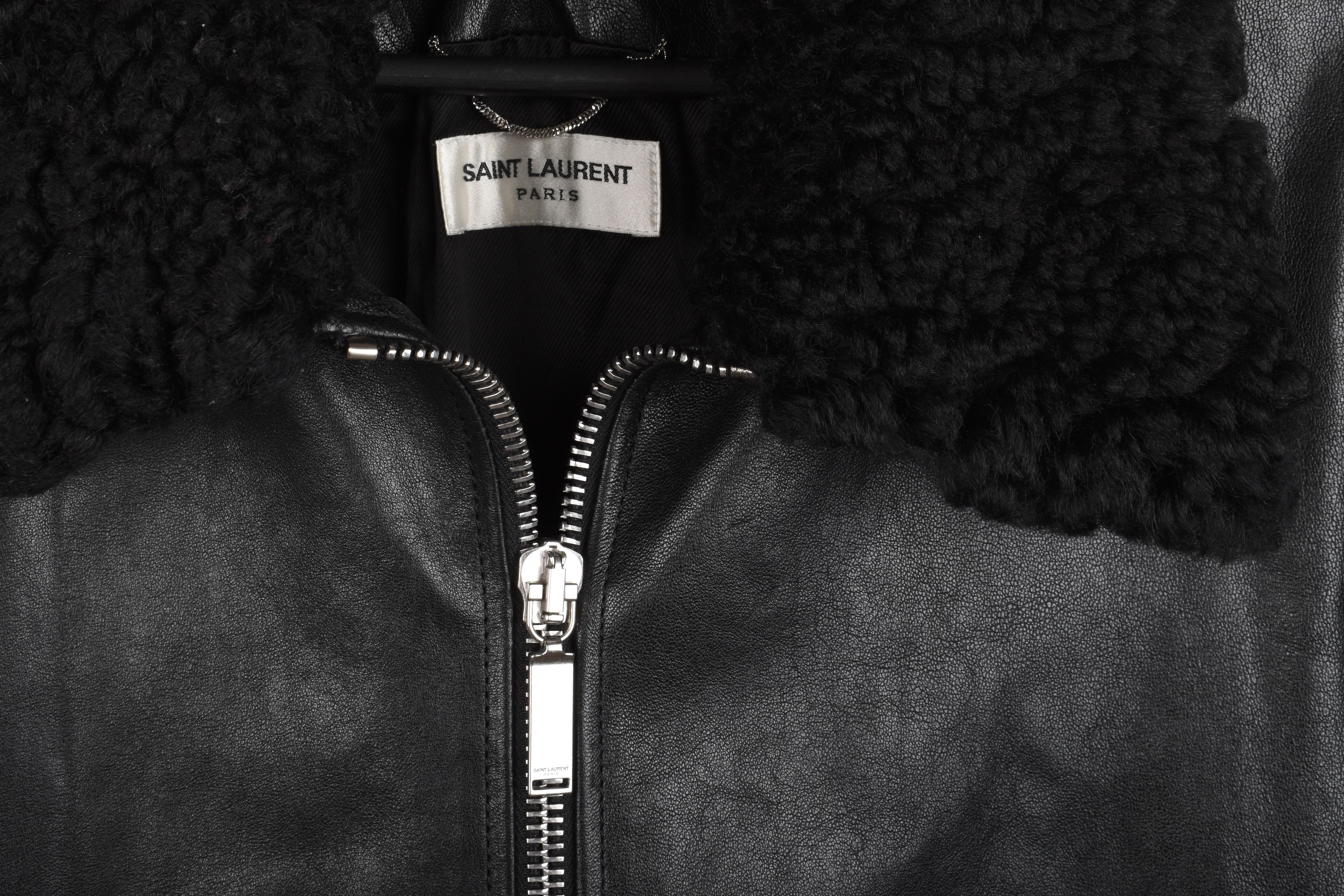 Saint Laurent Herren Lederjacke von Hedi Slimane Größe 52/L, S1476 im Angebot 1