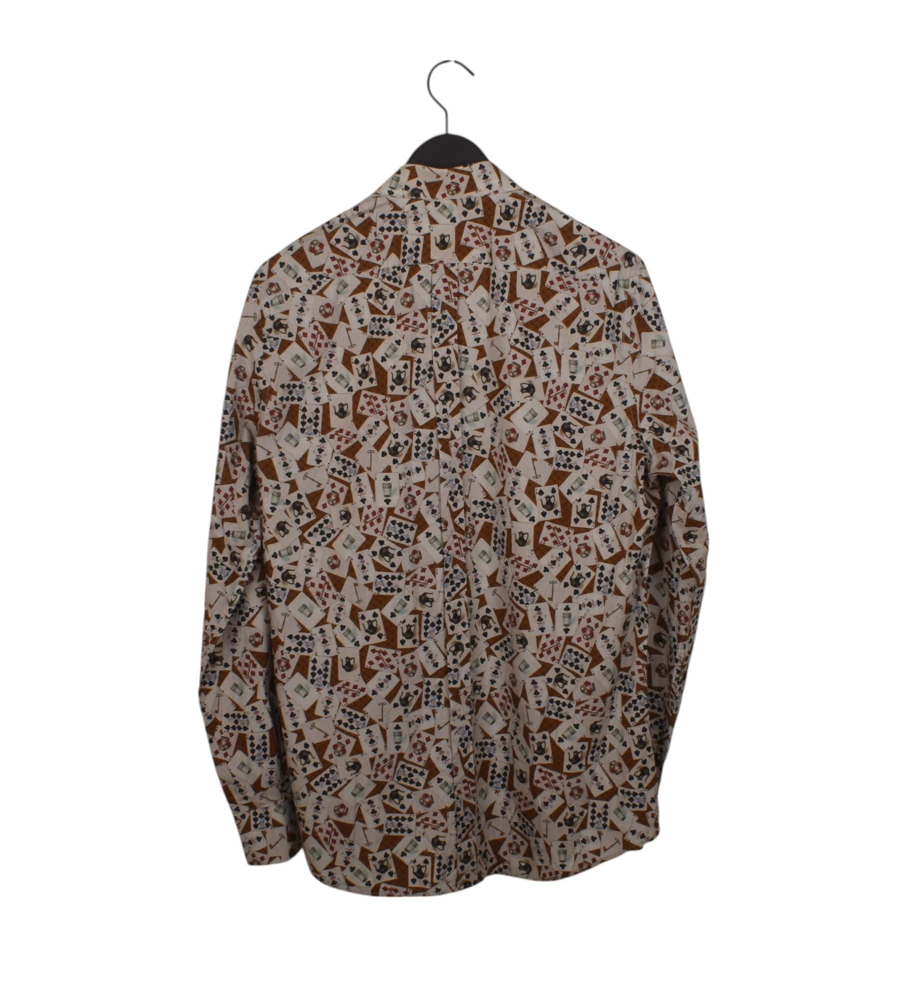 Grigio Dolce & Gabbana Uomo Camicia Linea Oro Carte da Gioco Taglia 44/XL, S1482 in vendita