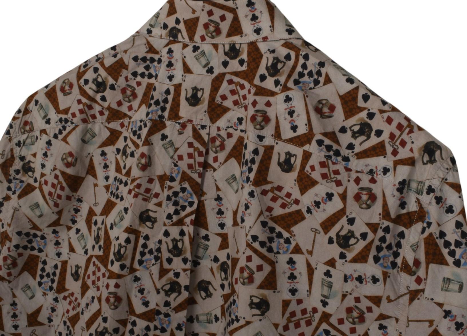 Dolce & Gabbana Uomo Camicia Linea Oro Carte da Gioco Taglia 44/XL, S1482 In condizioni ottime in vendita a Kaunas, LT
