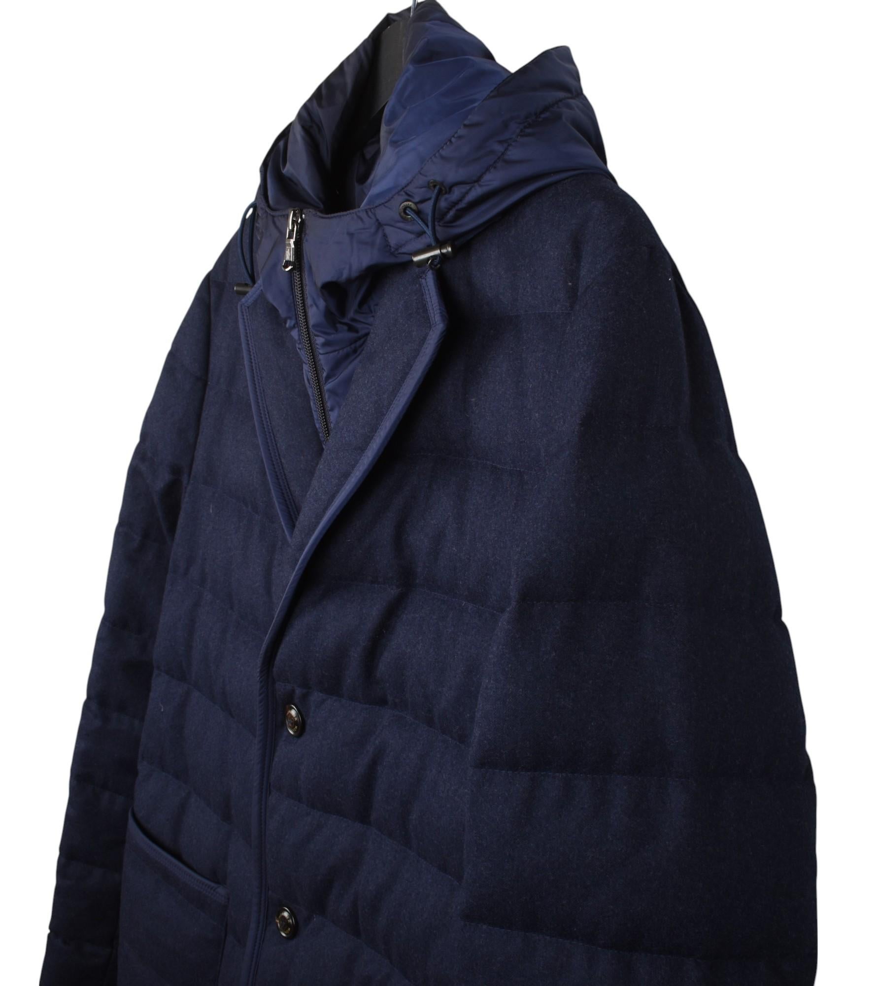 Nero Moncler Uomo Giacca Martinville Trapuntata con Cappuccio in Piuma d'Oca, Misura 2/M, S1473 in vendita