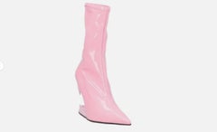 Bottines en vinyle GCDS Morso, rose brillant, talon en forme de dent de requin, bout pointu, taille US 8