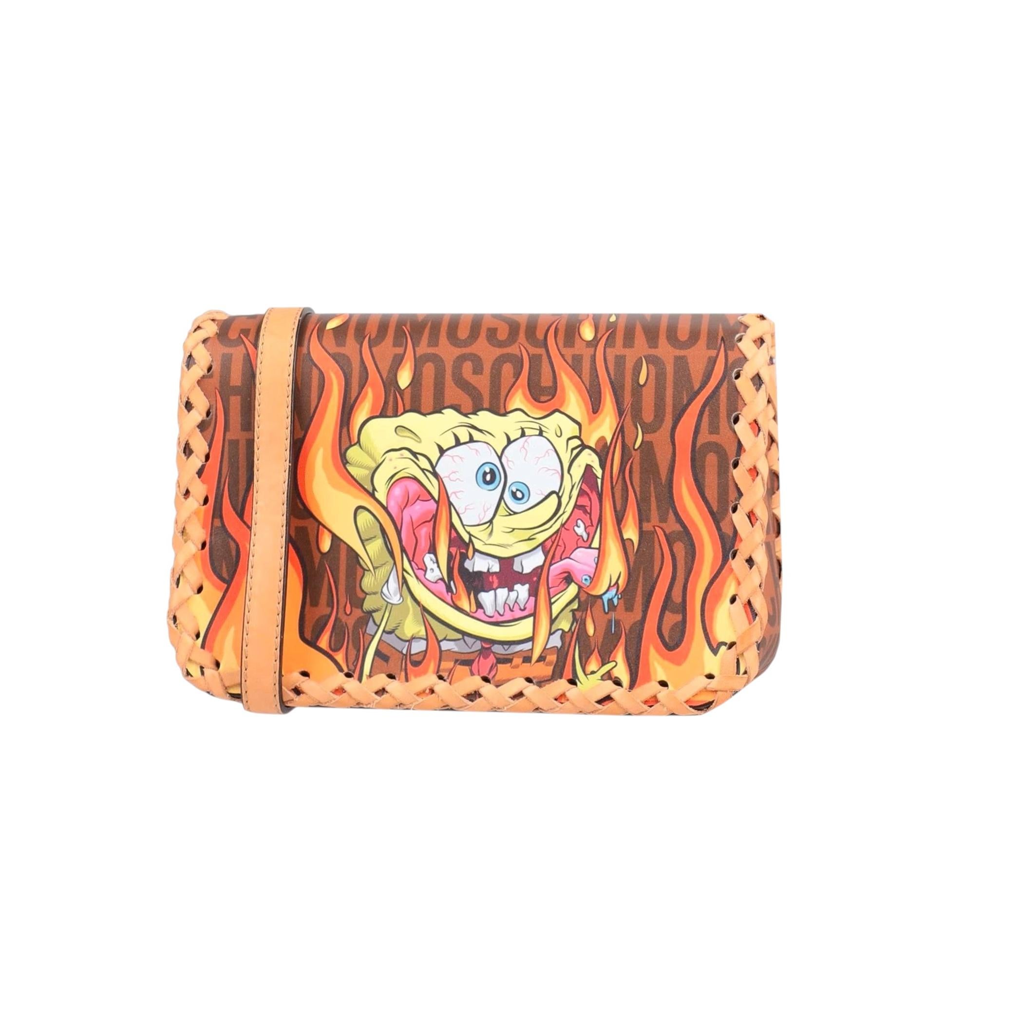 Moschino Couture Jeremy Scott SpongeBob SquarePants Leather Flap Crossbody Bag For Sale