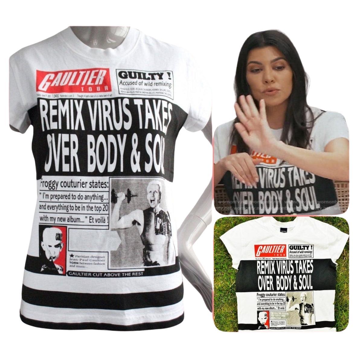 Jean Paul Gaultier Virus Newspaper Gigi Hadid Bella News Kardashian T-shirt en vente