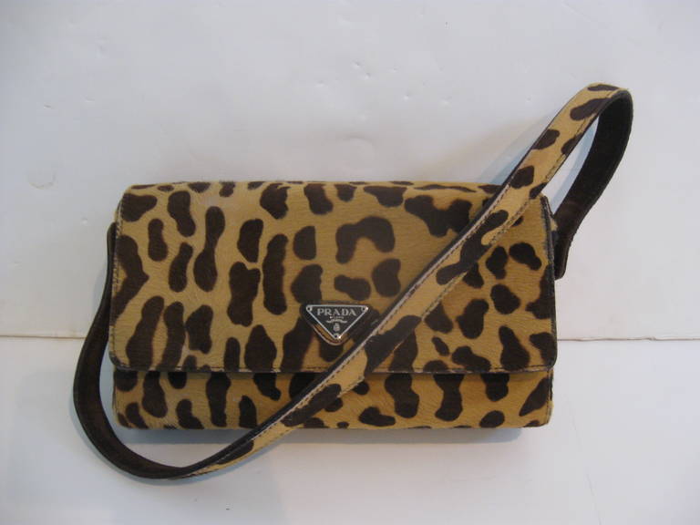 Stenciled Leopard Hide Baguette Bag by Prada. For Sale 3
