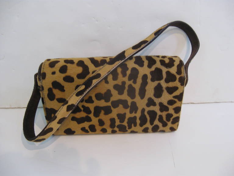 Stenciled Leopard Hide Baguette Bag by Prada. For Sale 1