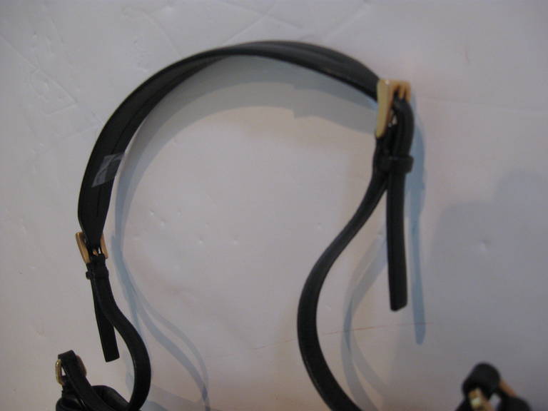 Prada Small Black Leather Shoulder Bag For Sale 2