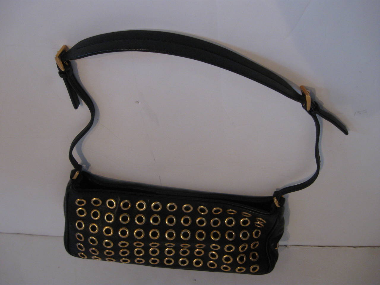 Prada Small Black Leather Shoulder Bag For Sale 3
