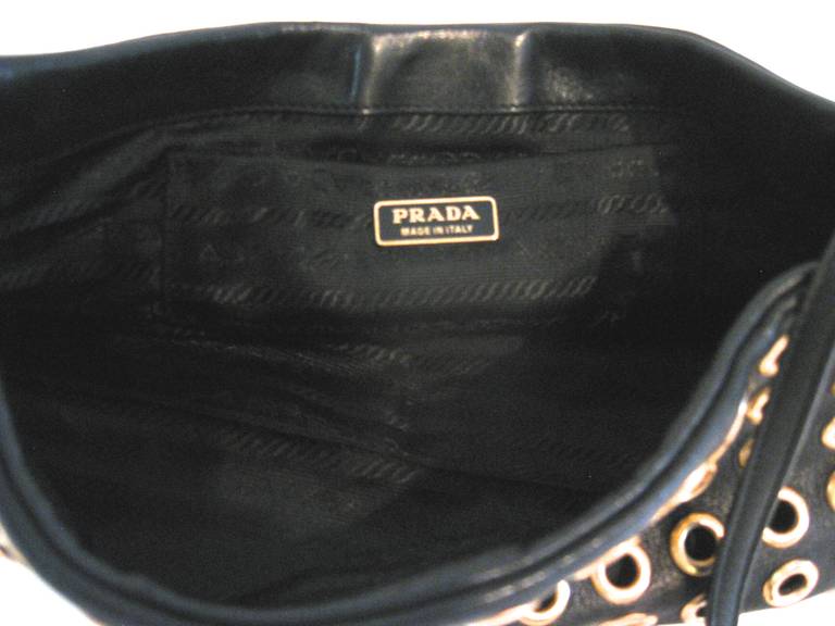 Prada Small Black Leather Shoulder Bag For Sale 1