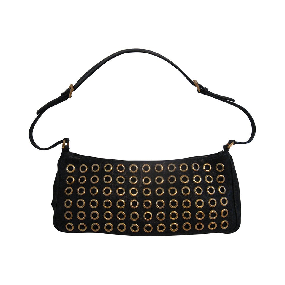 Prada Small Black Leather Shoulder Bag For Sale