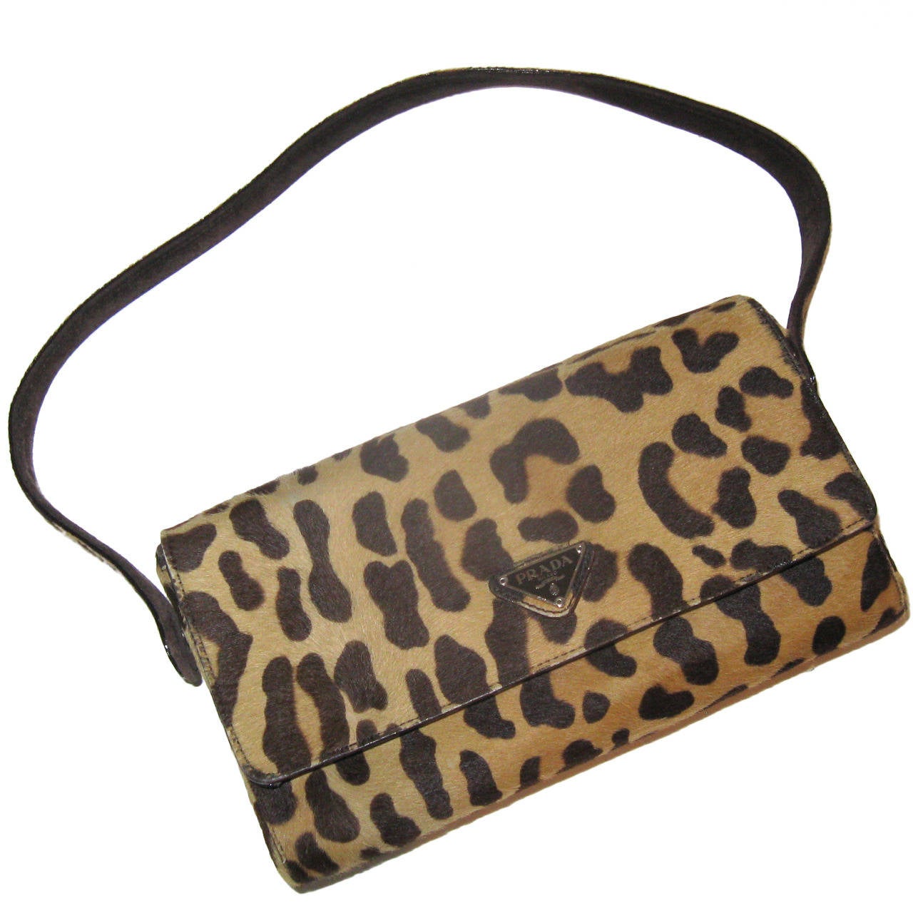 Stenciled Leopard Hide Baguette Bag by Prada. For Sale