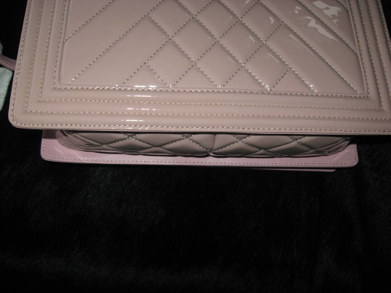 Women's Chanel Pink Patent Leather Medium Chevron Quilted Boy Bag