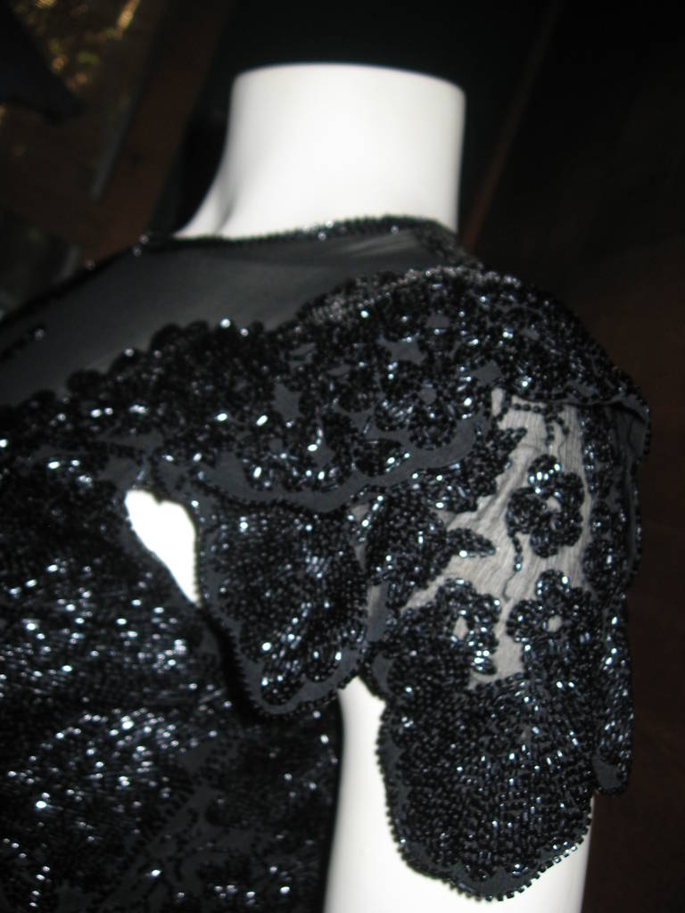 Black Eavis & Brown Beaded Evening Dress For Sale