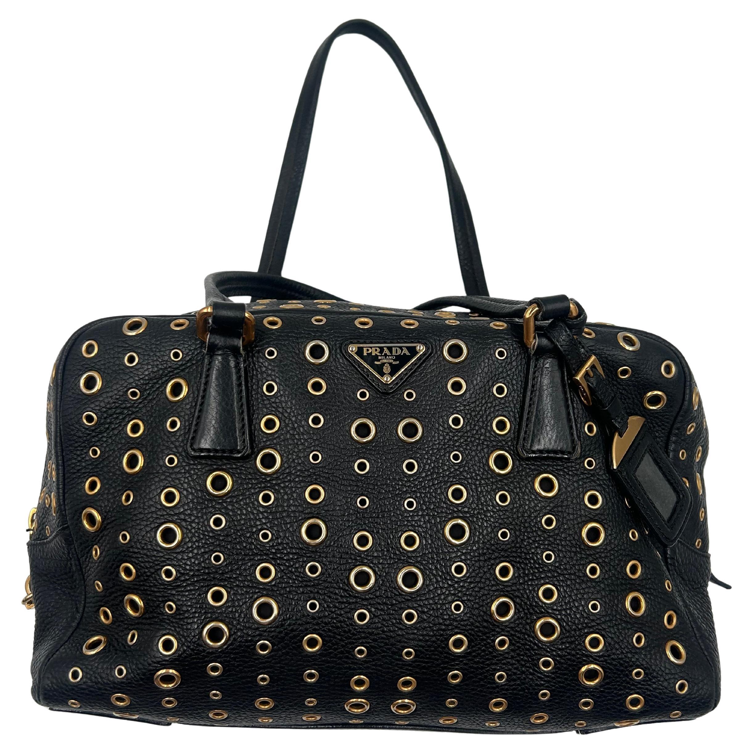 Prada Borsa Bauletto con occhiello in pelle e tonalità oro