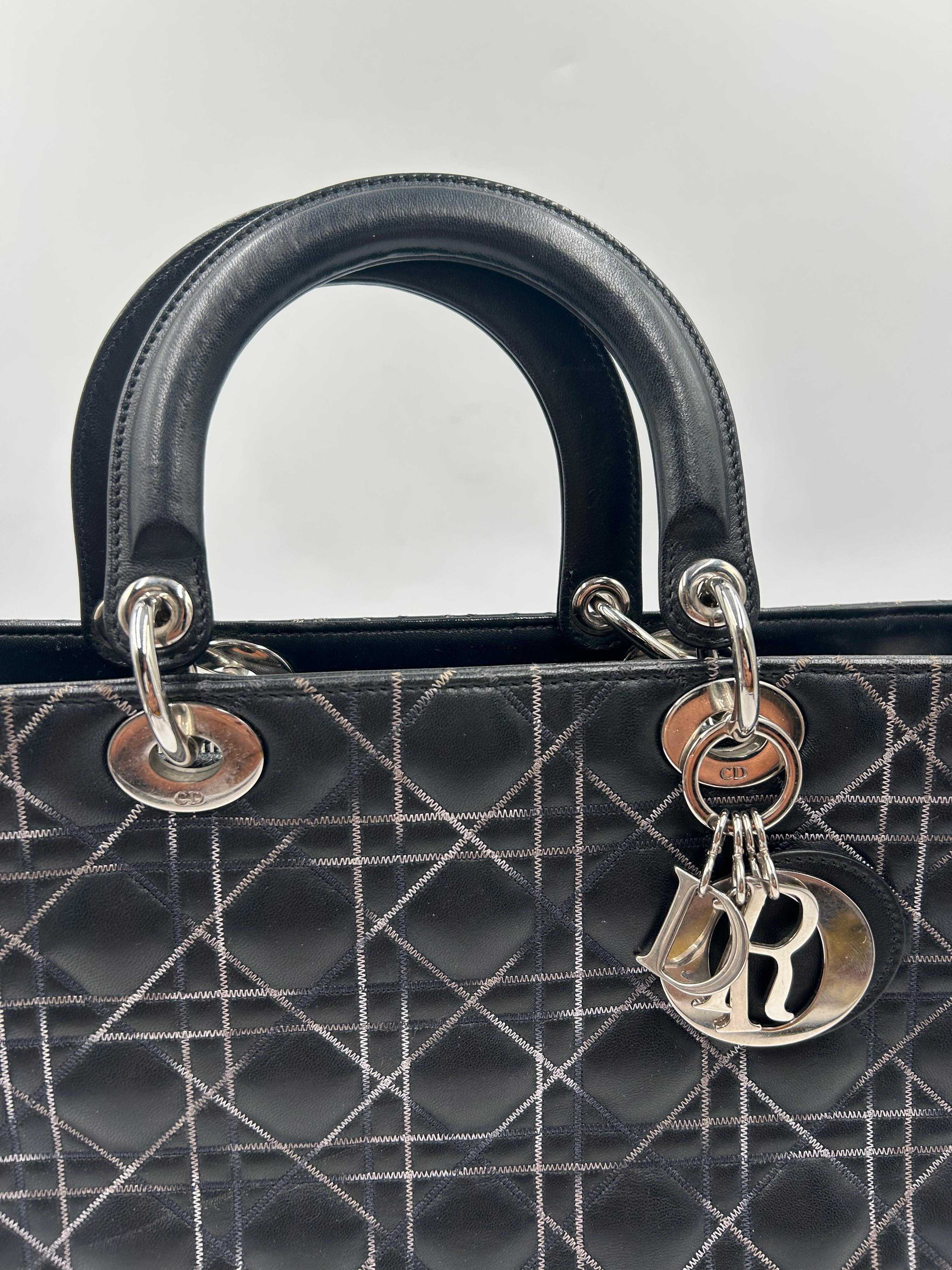 Nero Christian Dior Borsa Lady Dior GM in vendita