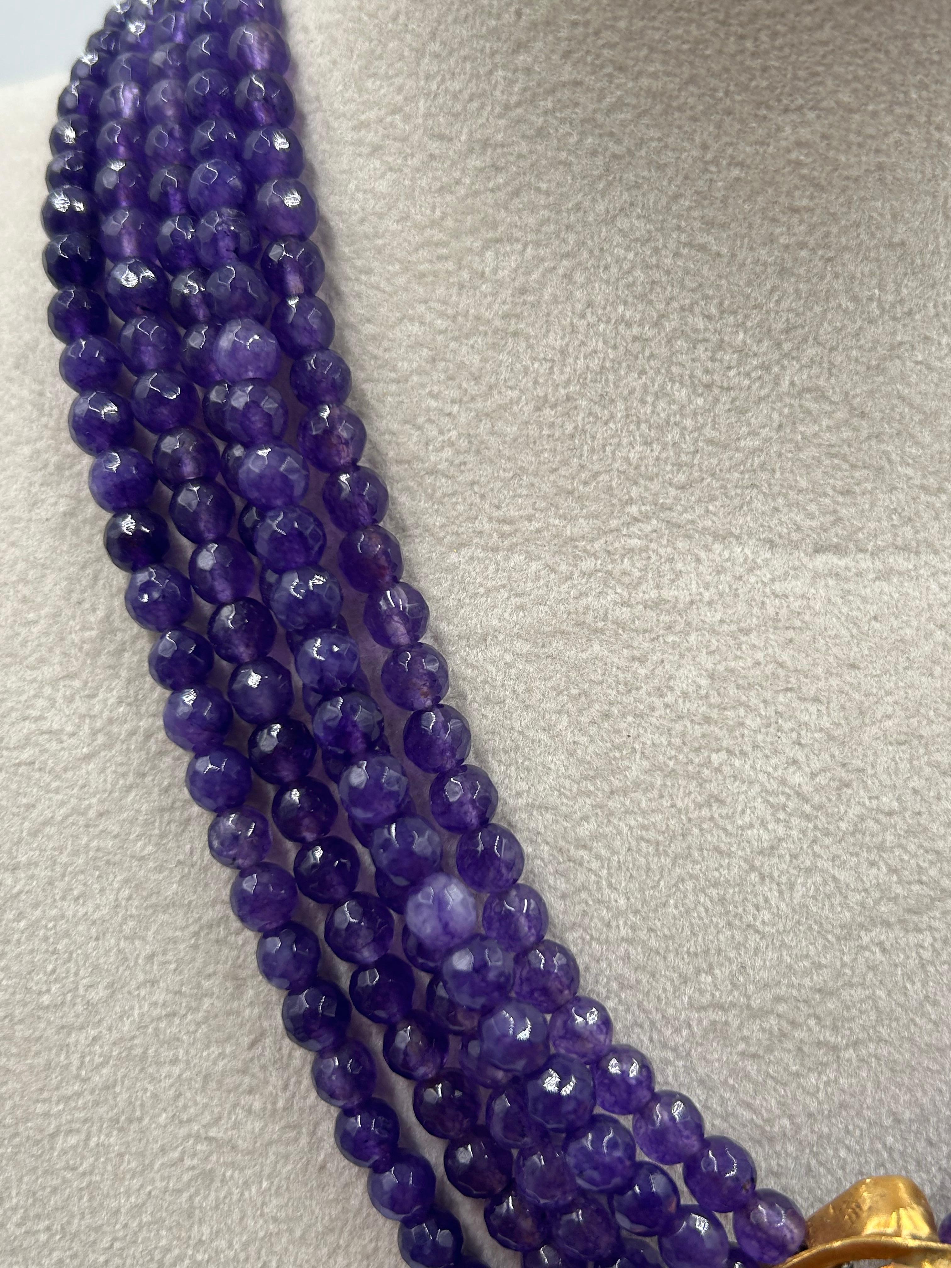 Collana in ottone con cristalli multistrato 1980 in vendita 1