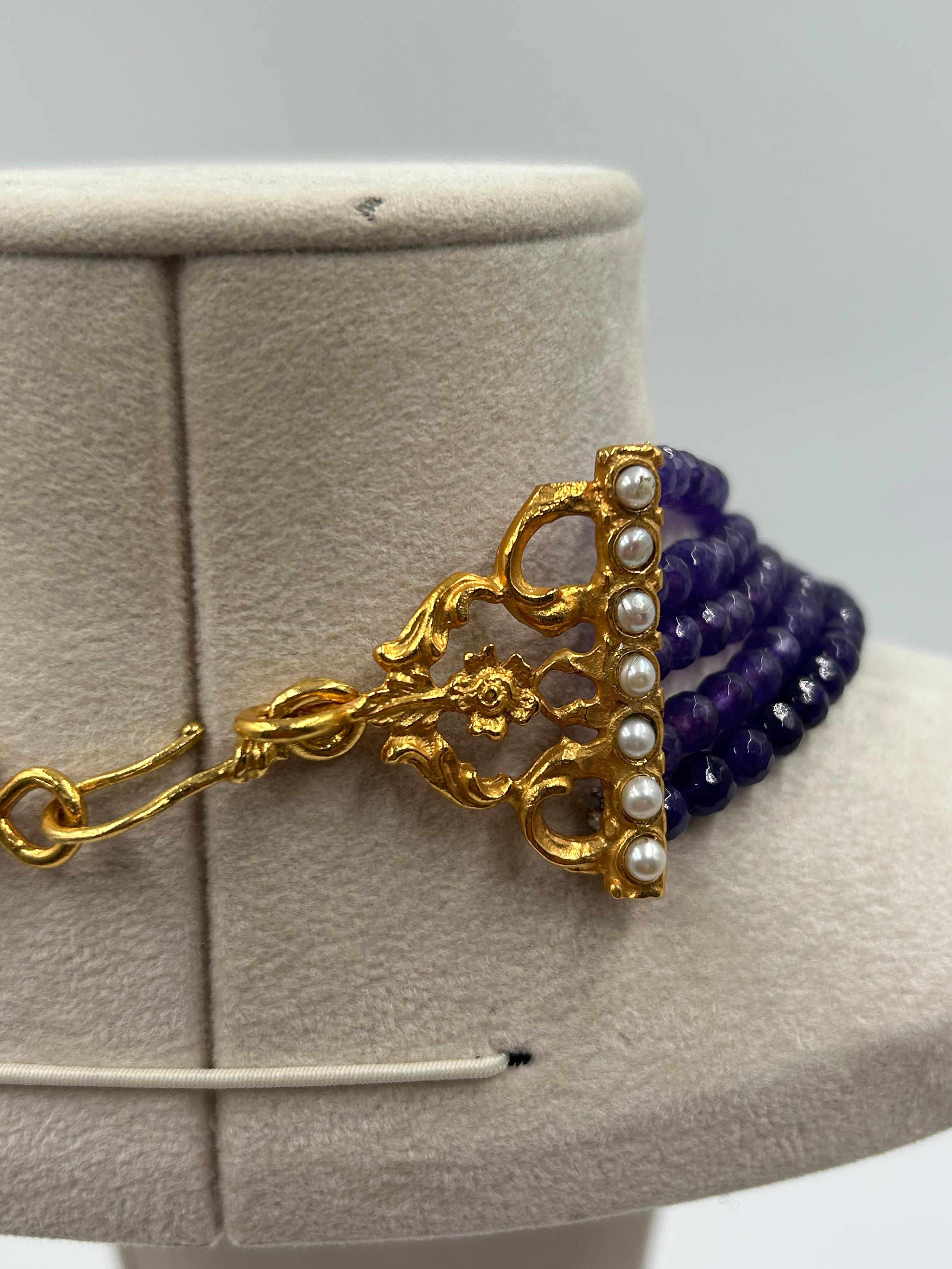 Collana in ottone con cristalli multistrato 1980 In condizioni buone in vendita a Palm Beach, FL