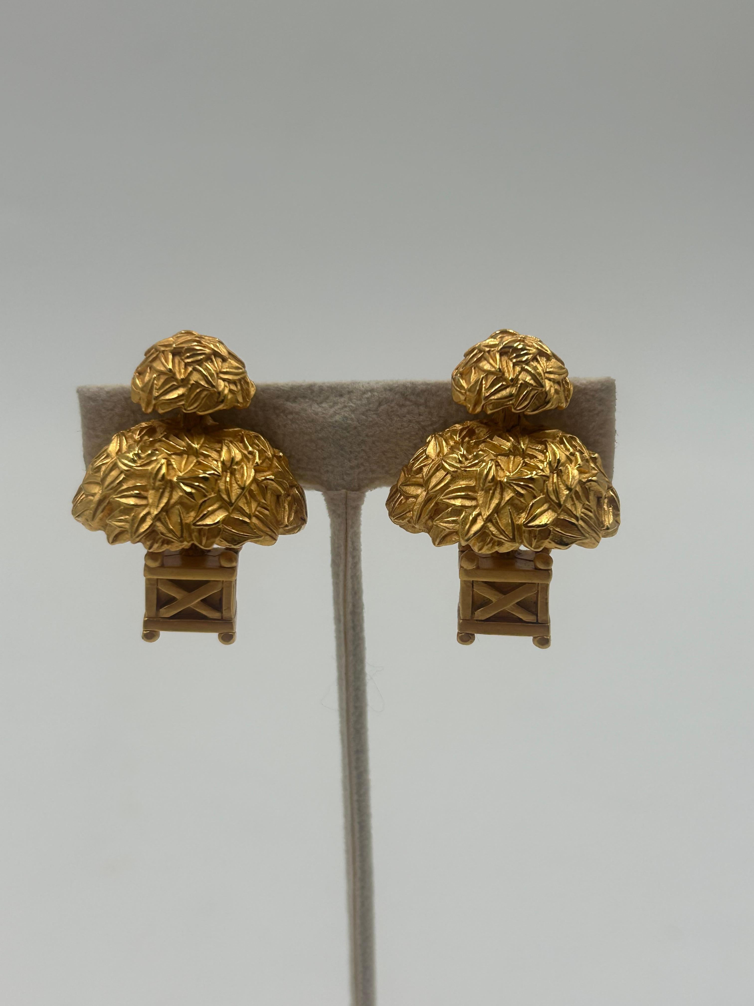Karl Lagerfeld Bonzaï - Boucles d'oreilles à clip en or Unisexe en vente