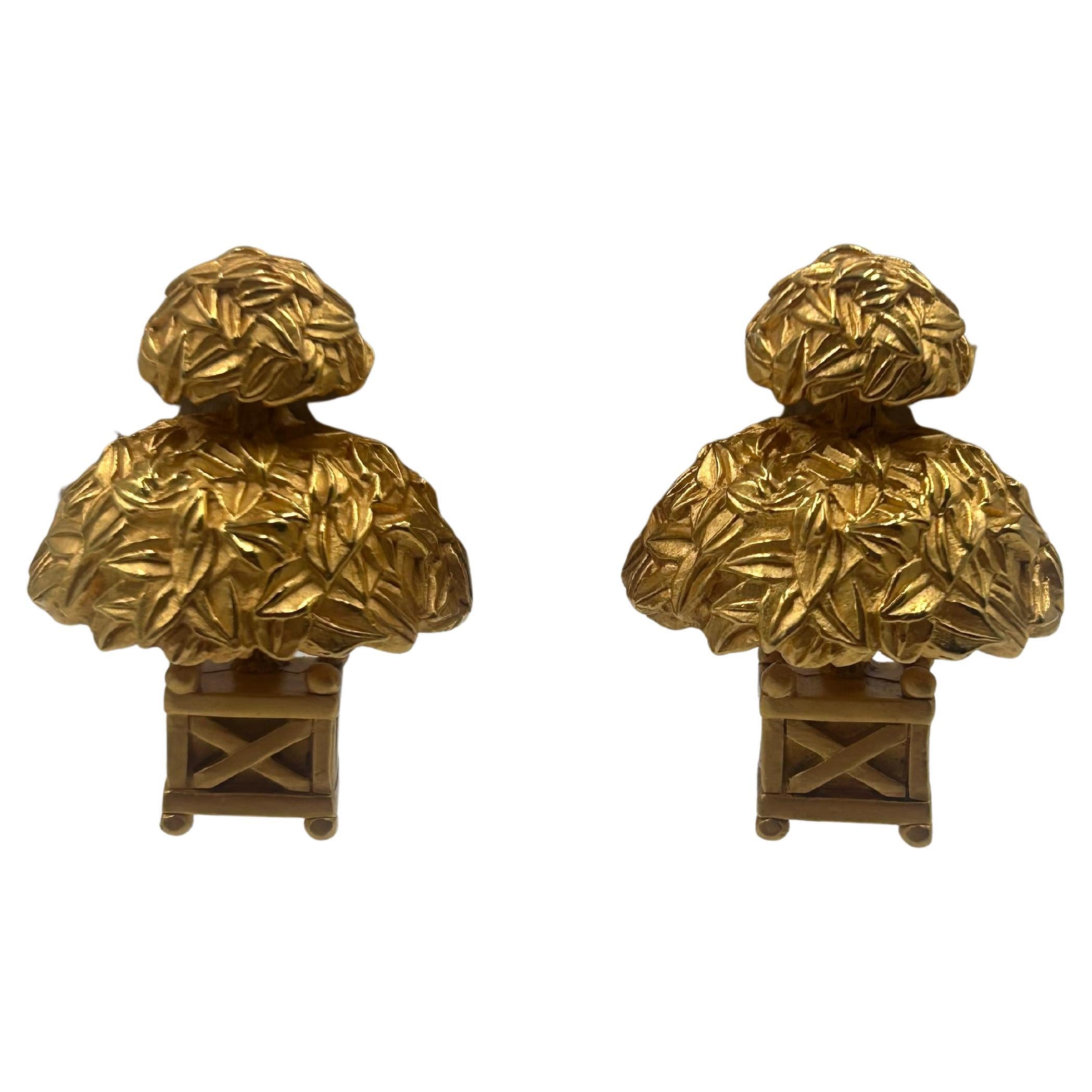 Karl Lagerfeld Bonzaï - Boucles d'oreilles à clip en or en vente
