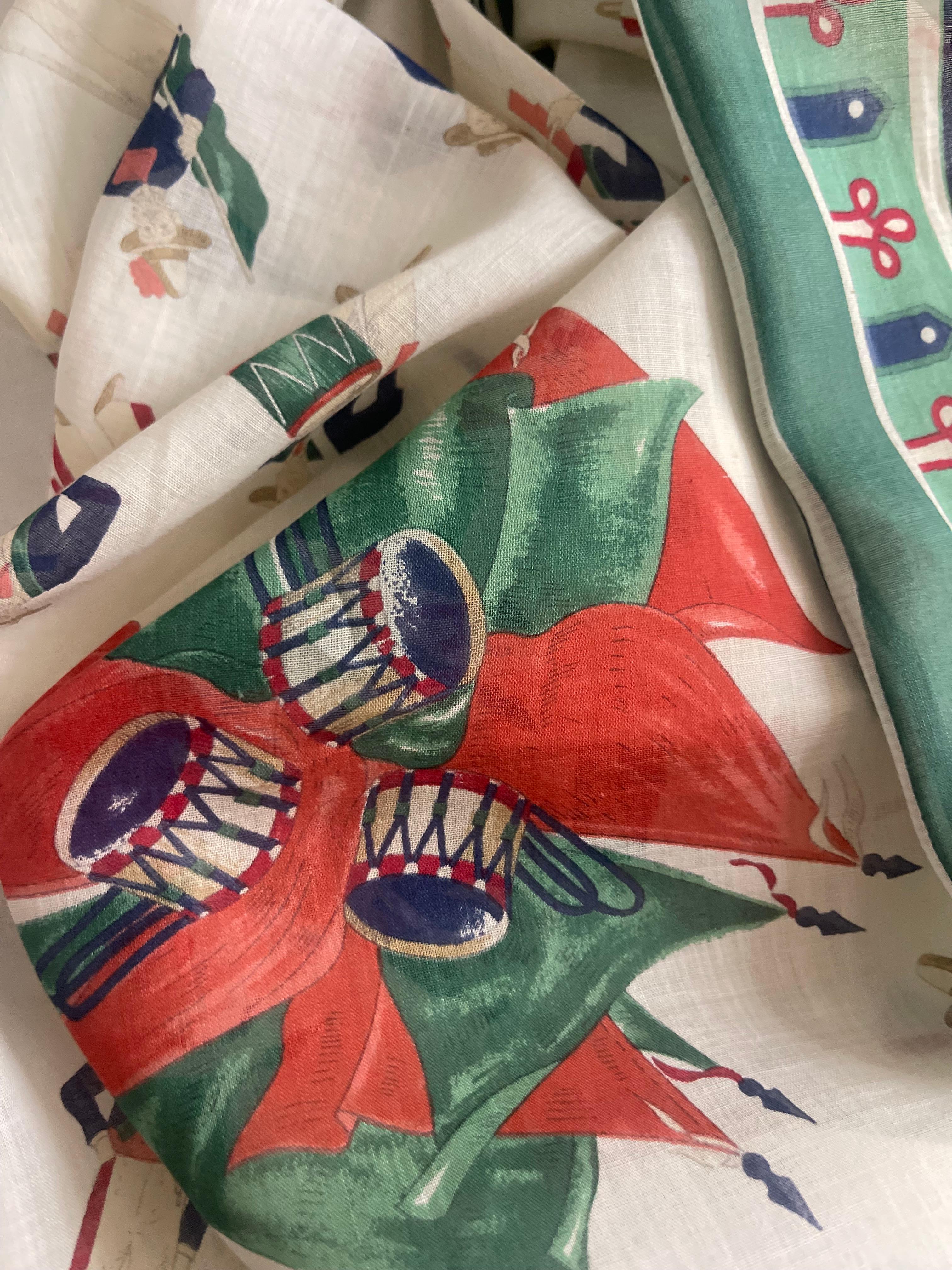 Pañuelo de algodón verde y blanco Gucci en venta 4