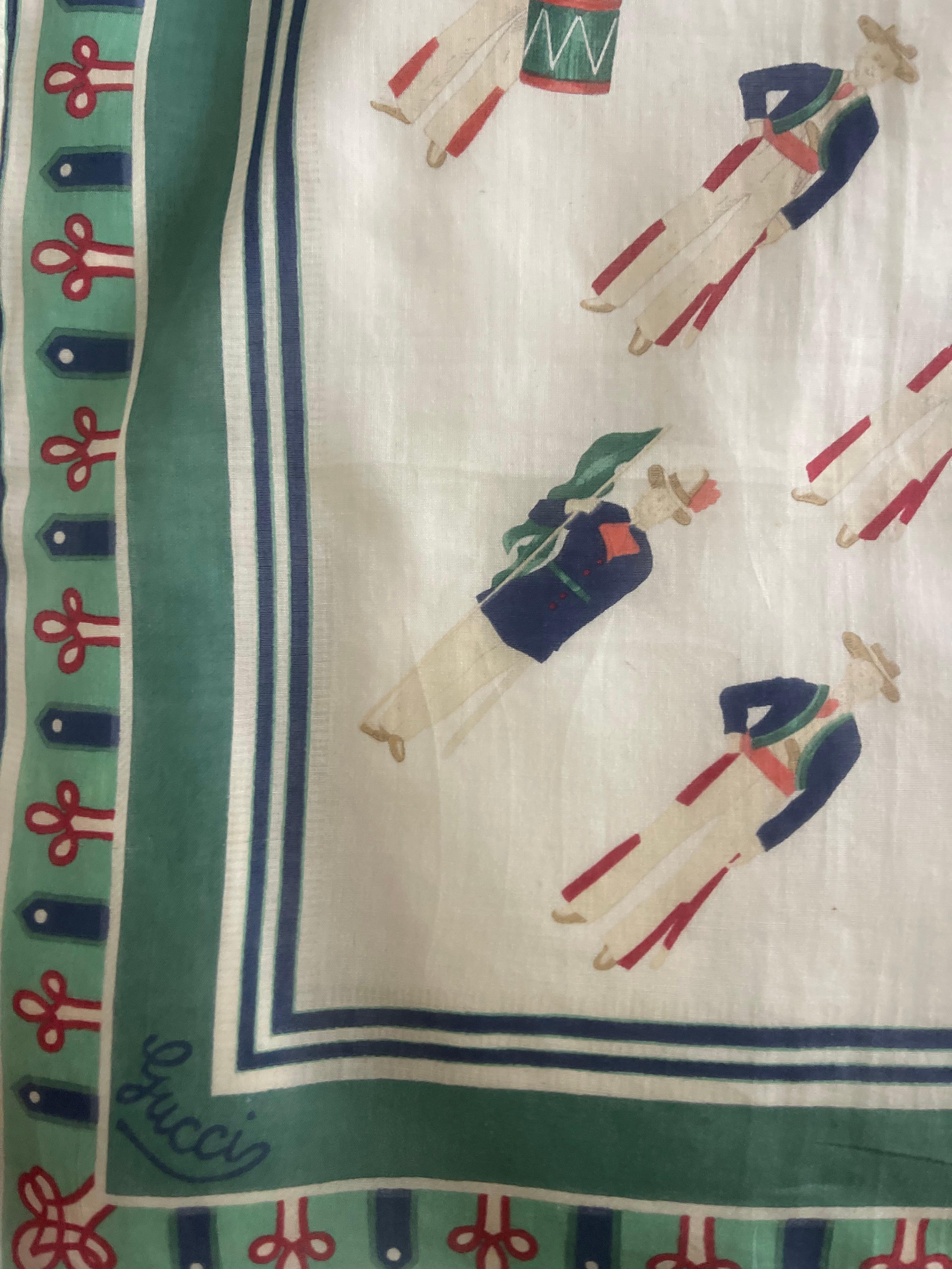 Pañuelo de algodón verde y blanco Gucci en venta 2