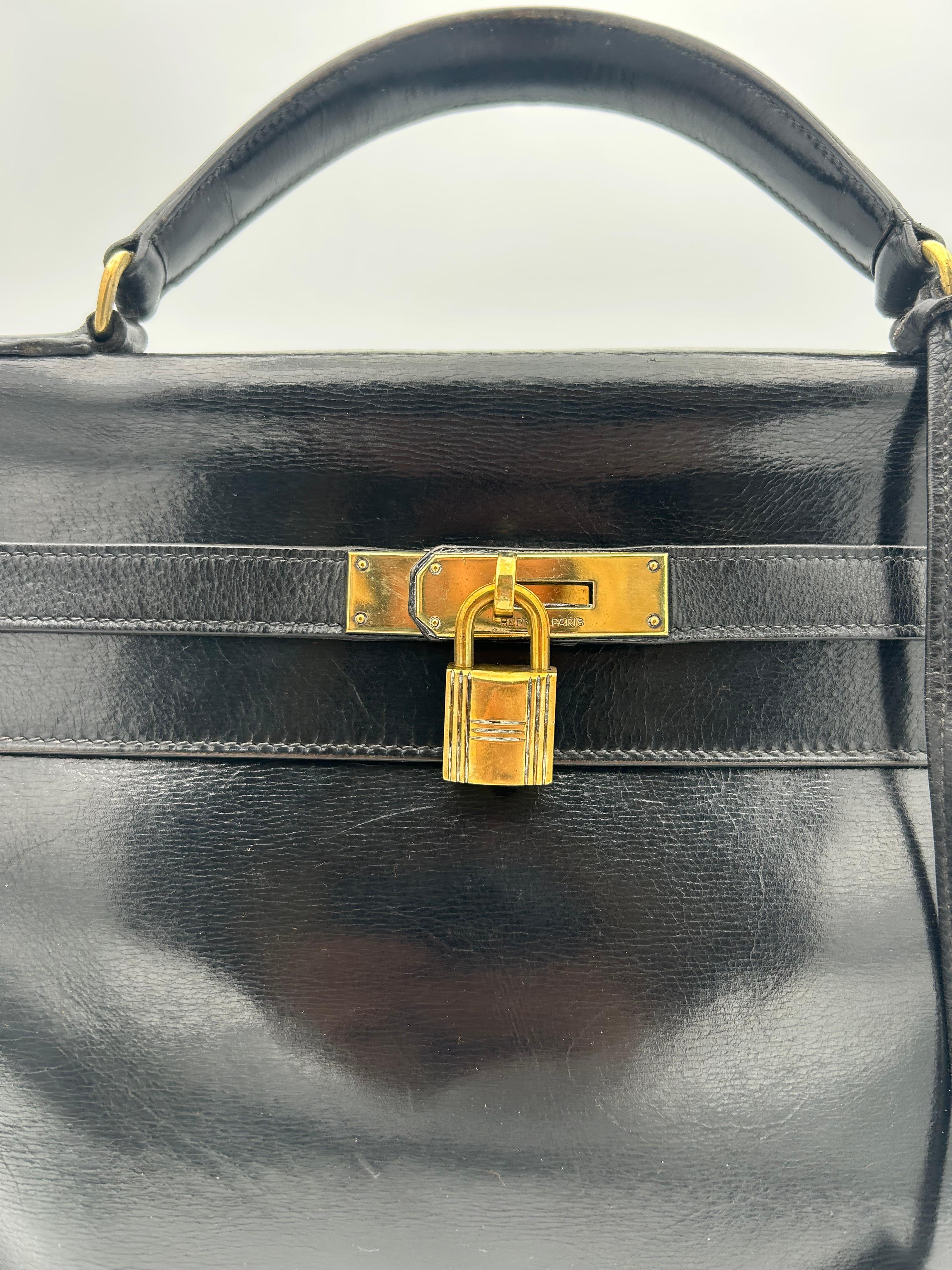 Nero Hermès Black Box Leather Kelly 1996 in vendita