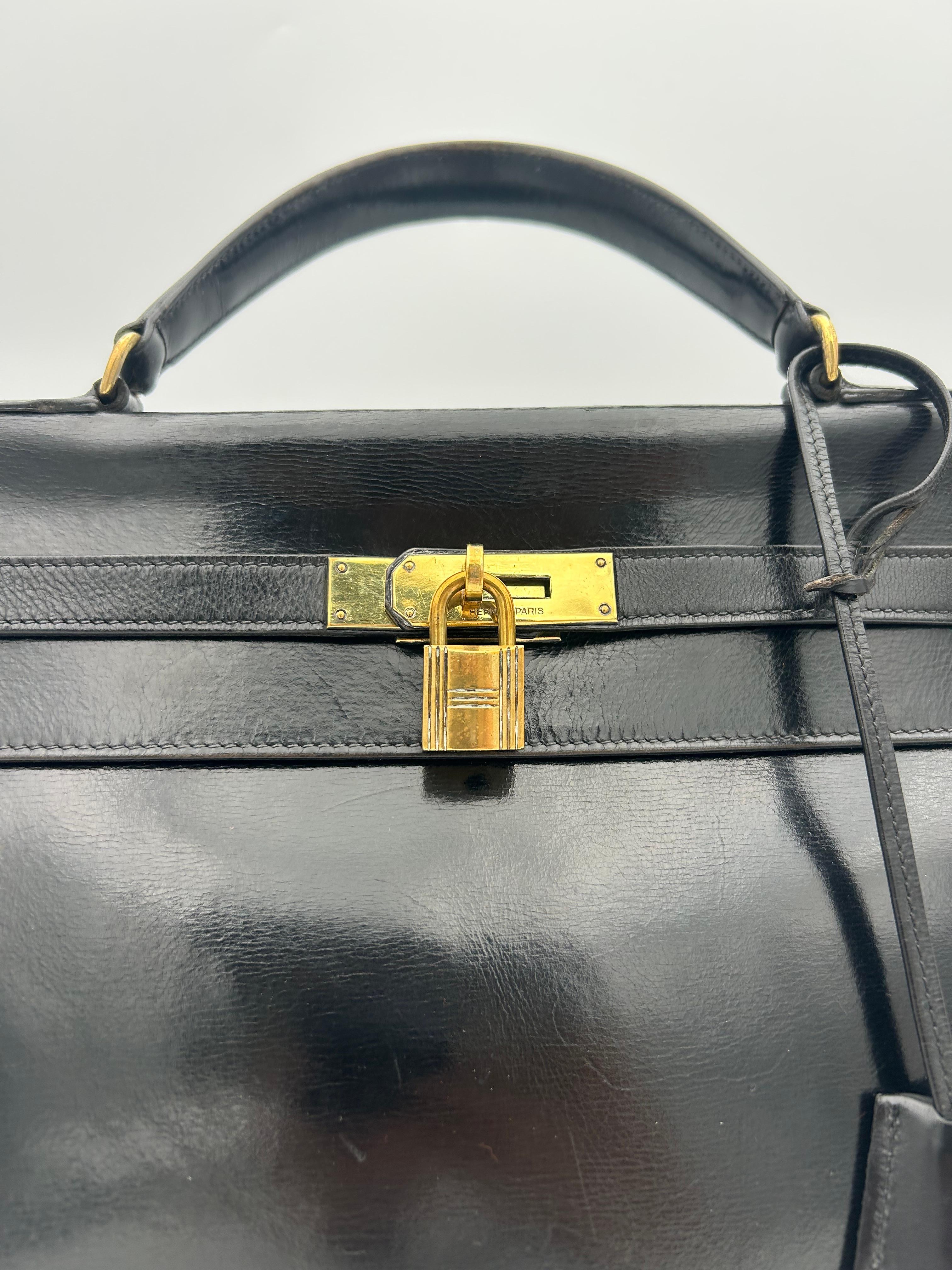 da uomo o donna Hermès Black Box Leather Kelly 1996 in vendita