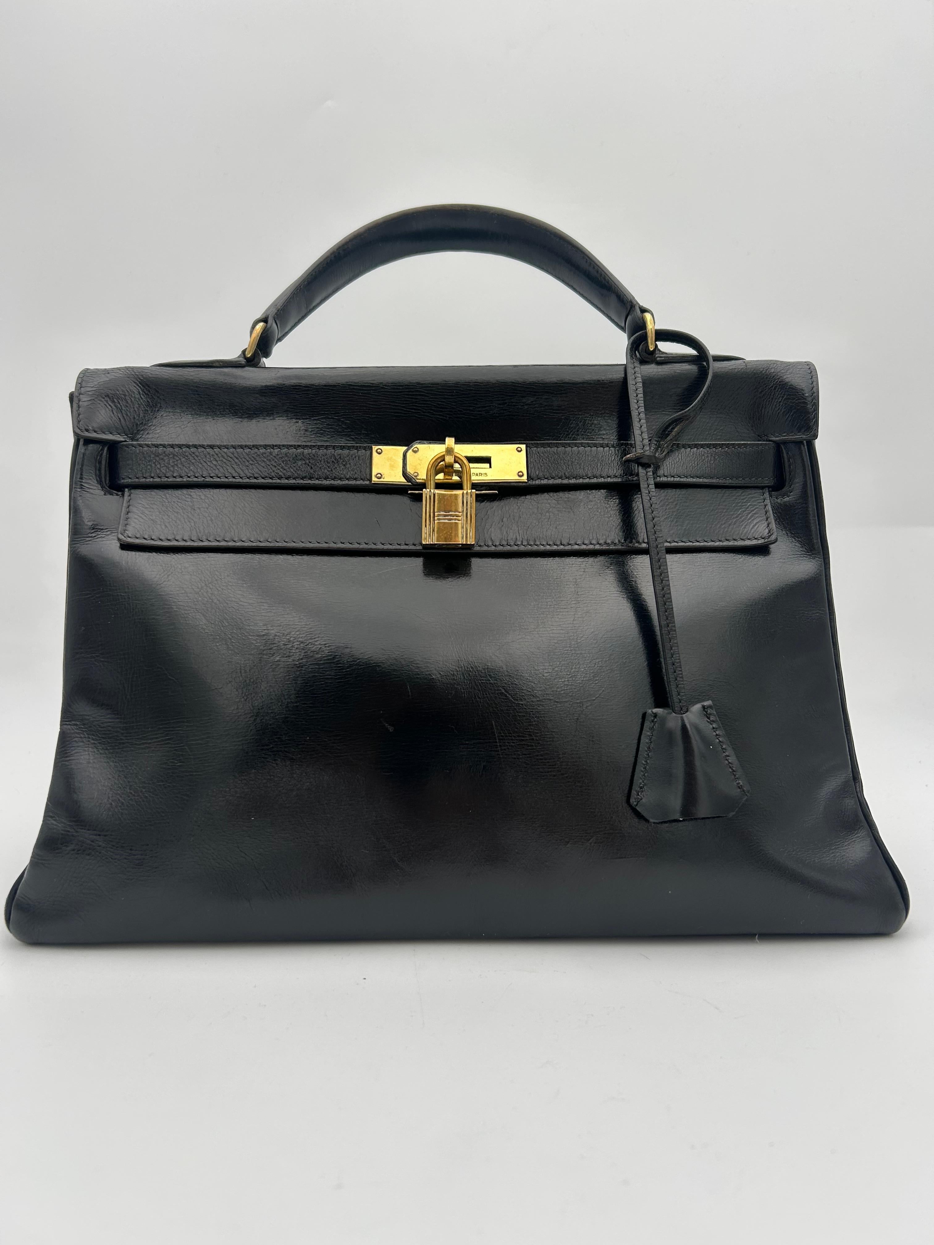 Hermès Black Box Leather Kelly 1996 In condizioni buone in vendita a Palm Beach, FL