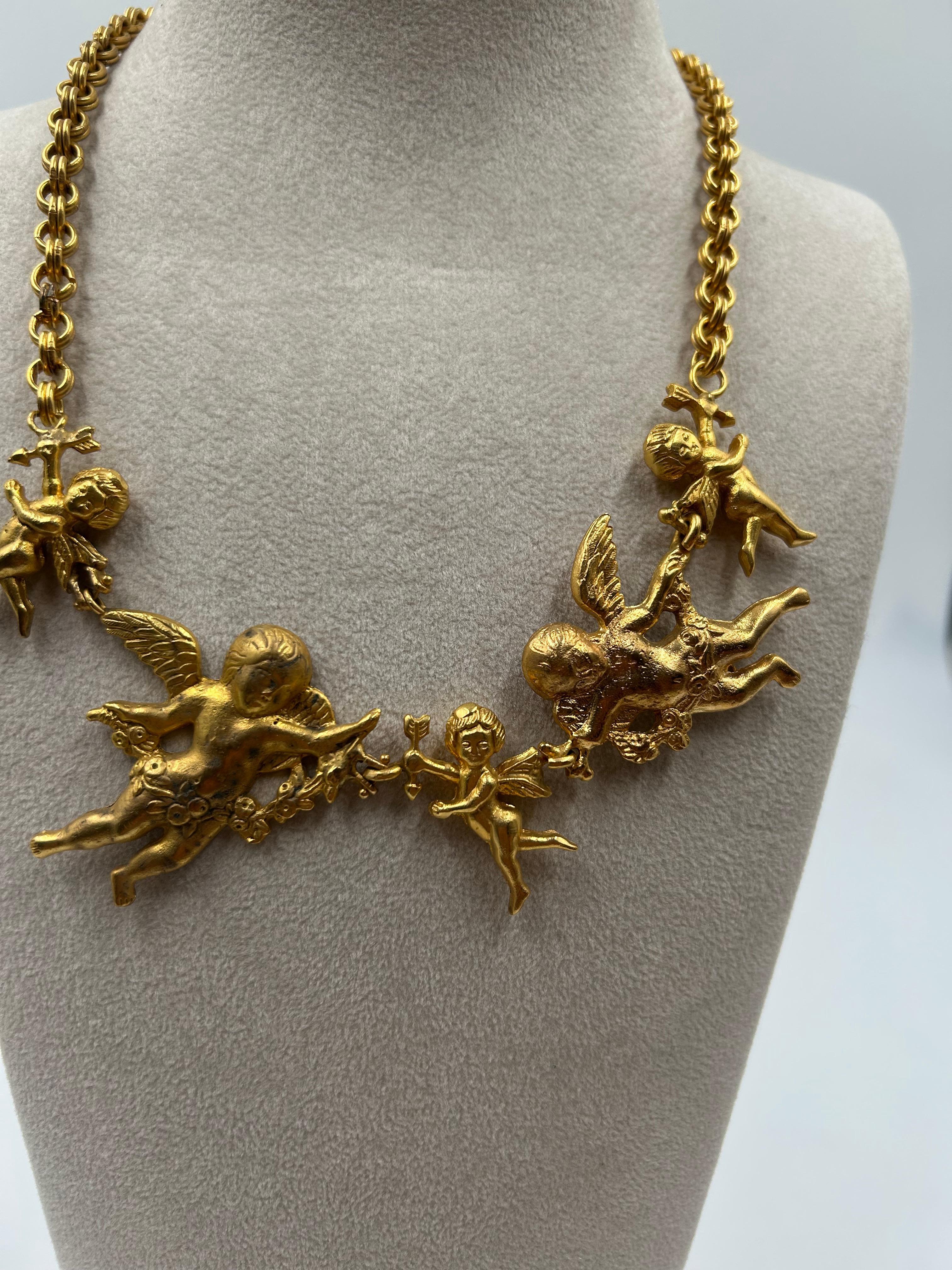 Collier d'ange en laiton doré Unisexe en vente