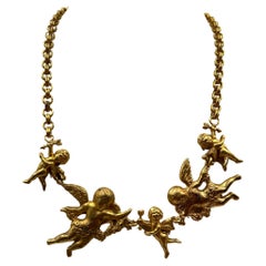Gold-Toned Brass Angel Statement Necklace